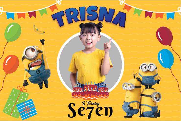 Baliho Ulang Tahun Anak Minions - Image 1