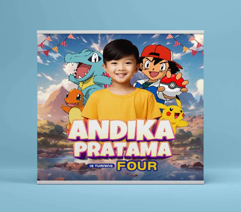 Baliho Hari Ulang Tahun Anak Pokemon - Image 2