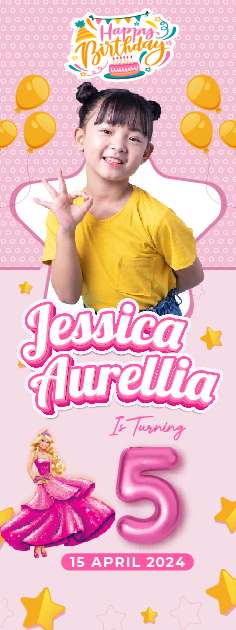 Standing Banner Hari Ulang Tahun Anak Barbie - Image 1
