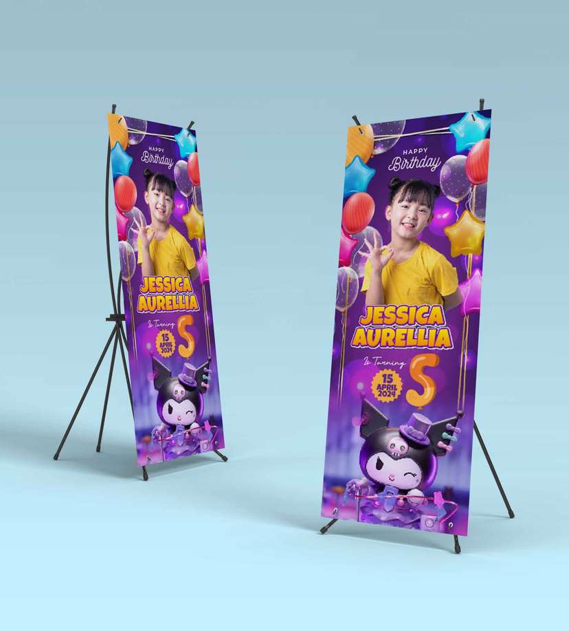 Standing Banner Hari Ulang Tahun Anak Kuromi - Image 2