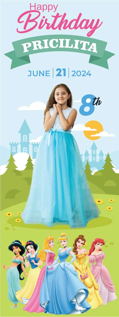 Standing Banner Ulang Tahun Princess - Image 1
