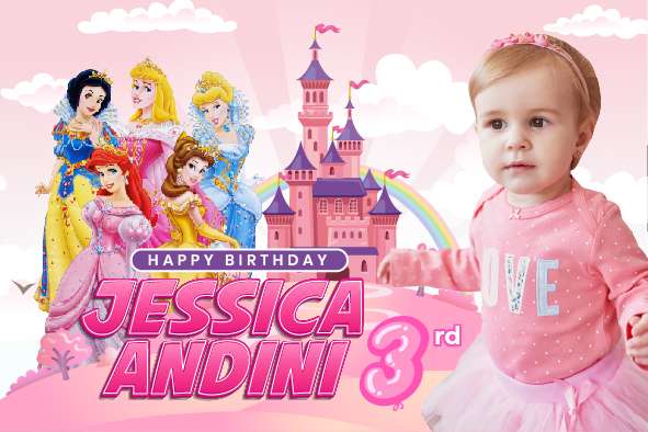 Baliho Hari Ulang Tahun Anak Princess - Image 1