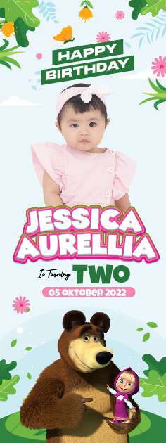 Standing Banner Hari Ulang Tahun Anak Masha and The Bear - Image 1